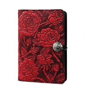 Oberon Design Wild Rose Red Embossed Leather Refillable Journal Notebook JSA15R